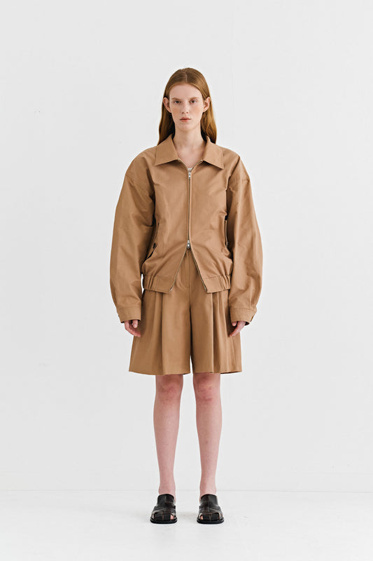 FLARE BACK FLAP JACKET - BEIGE