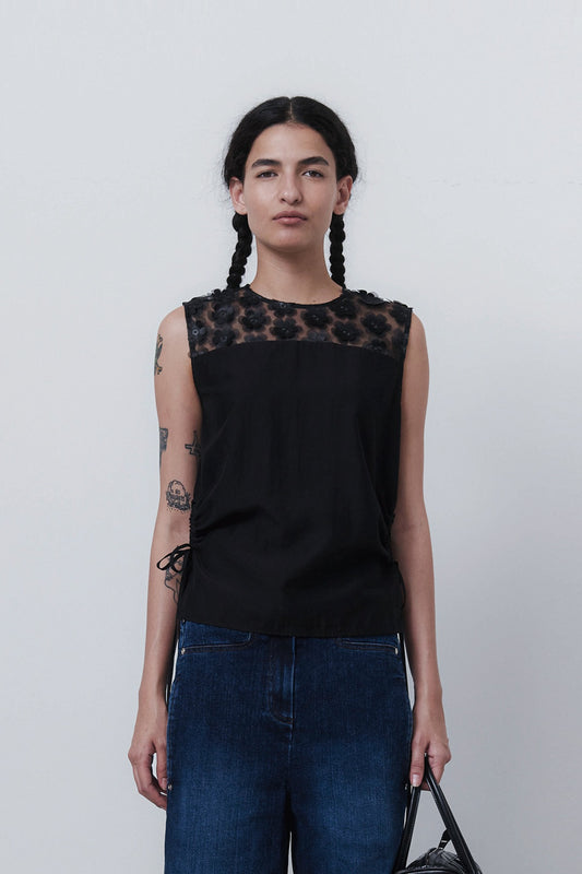 FLOWER VEST - BLACK