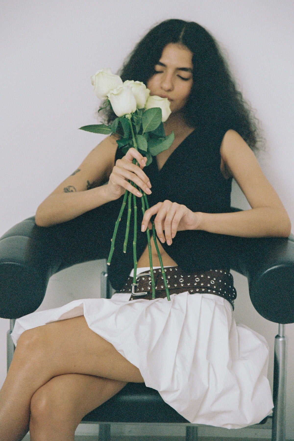PLEATED SHORT PUFF SKIRT - WHITE