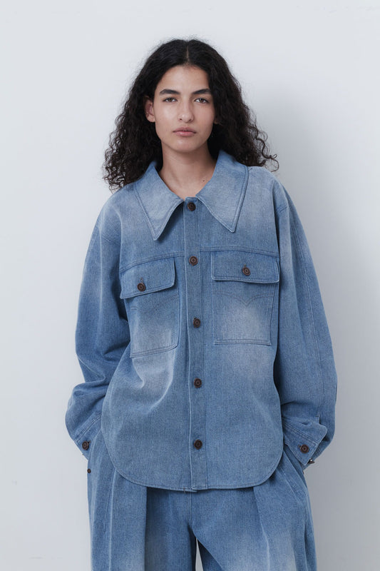 OVERSIZED DENIM SHIRTS - WASHED BLUE